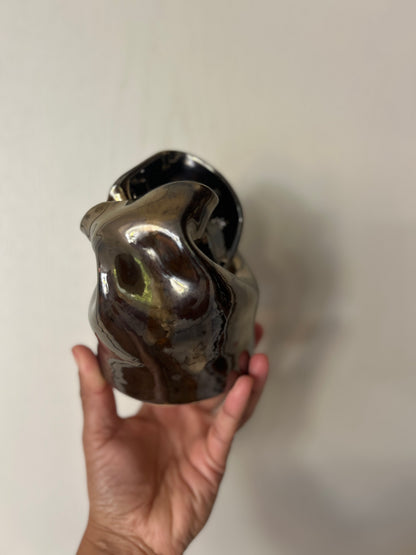 Wave vase | Gold crackle | small