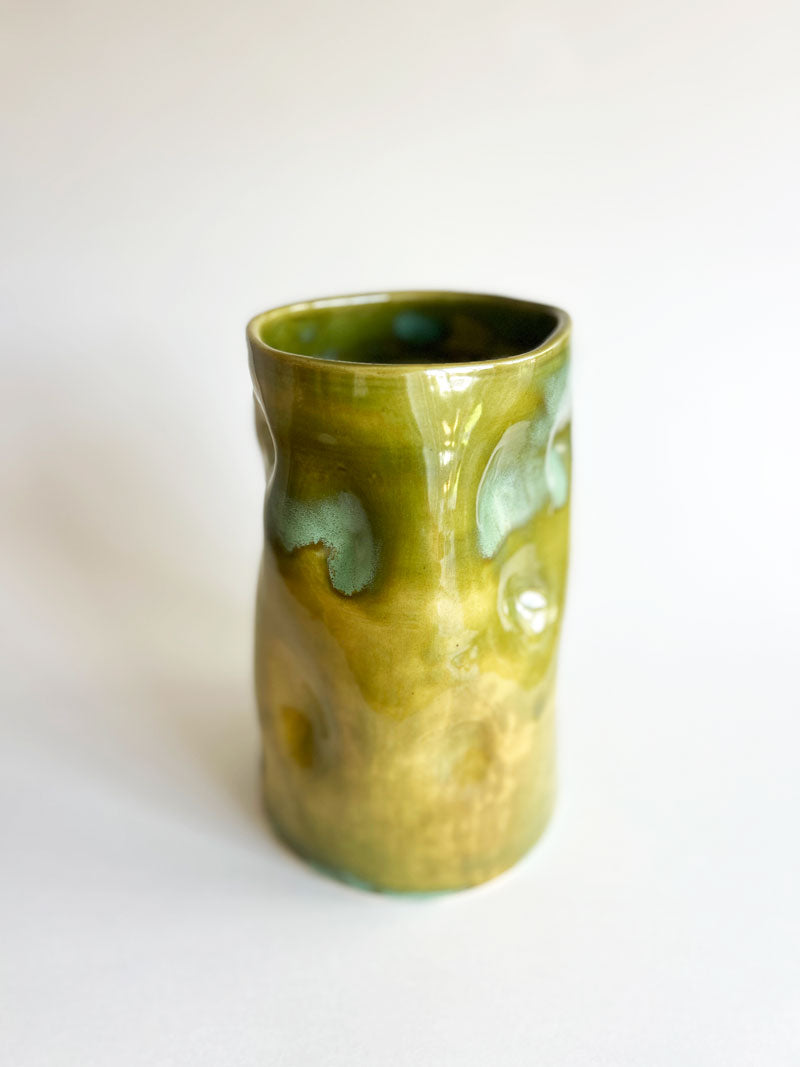 Dimple Vase | Green Rutile | Large