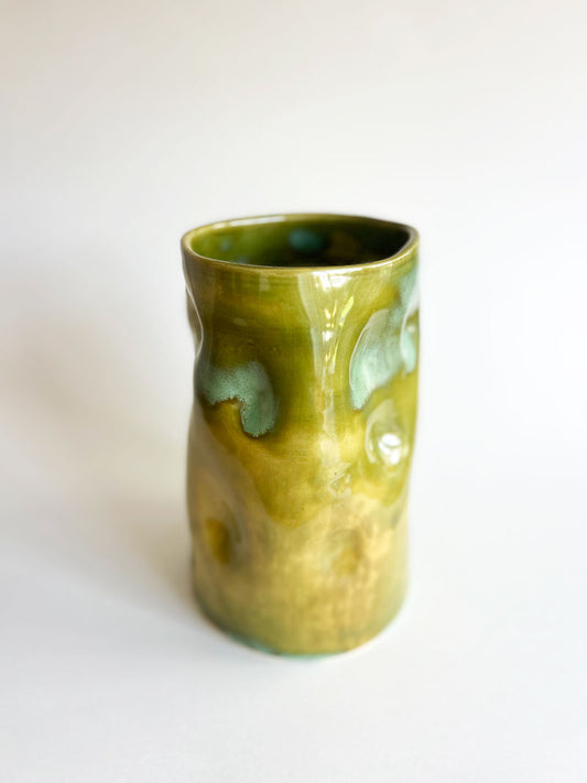 Dimple Vase | Green Rutile | Large