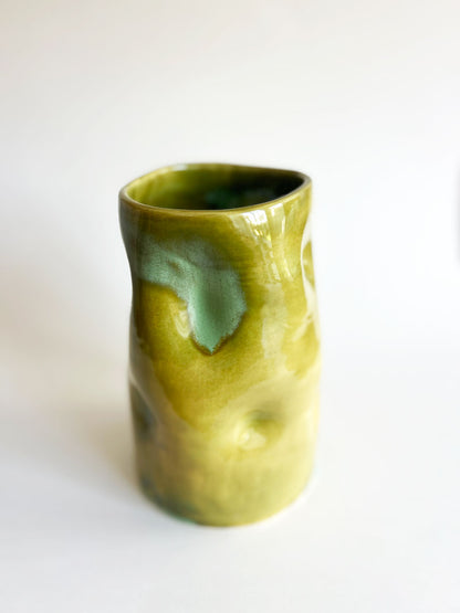Dimple Vase | Green Rutile | Large