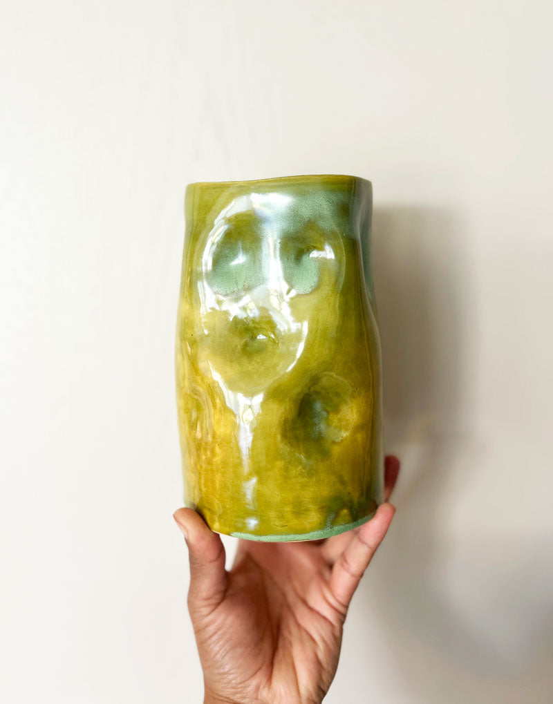 Dimple Vase | Green Rutile | Large
